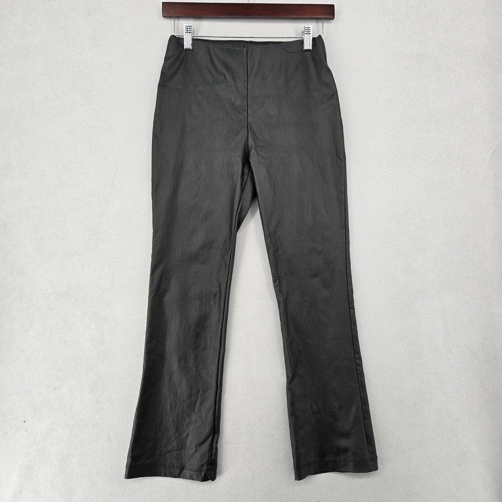 Altar'd State Womens SMALL Black Coated Flare Pants Stretchy Edgy Chic